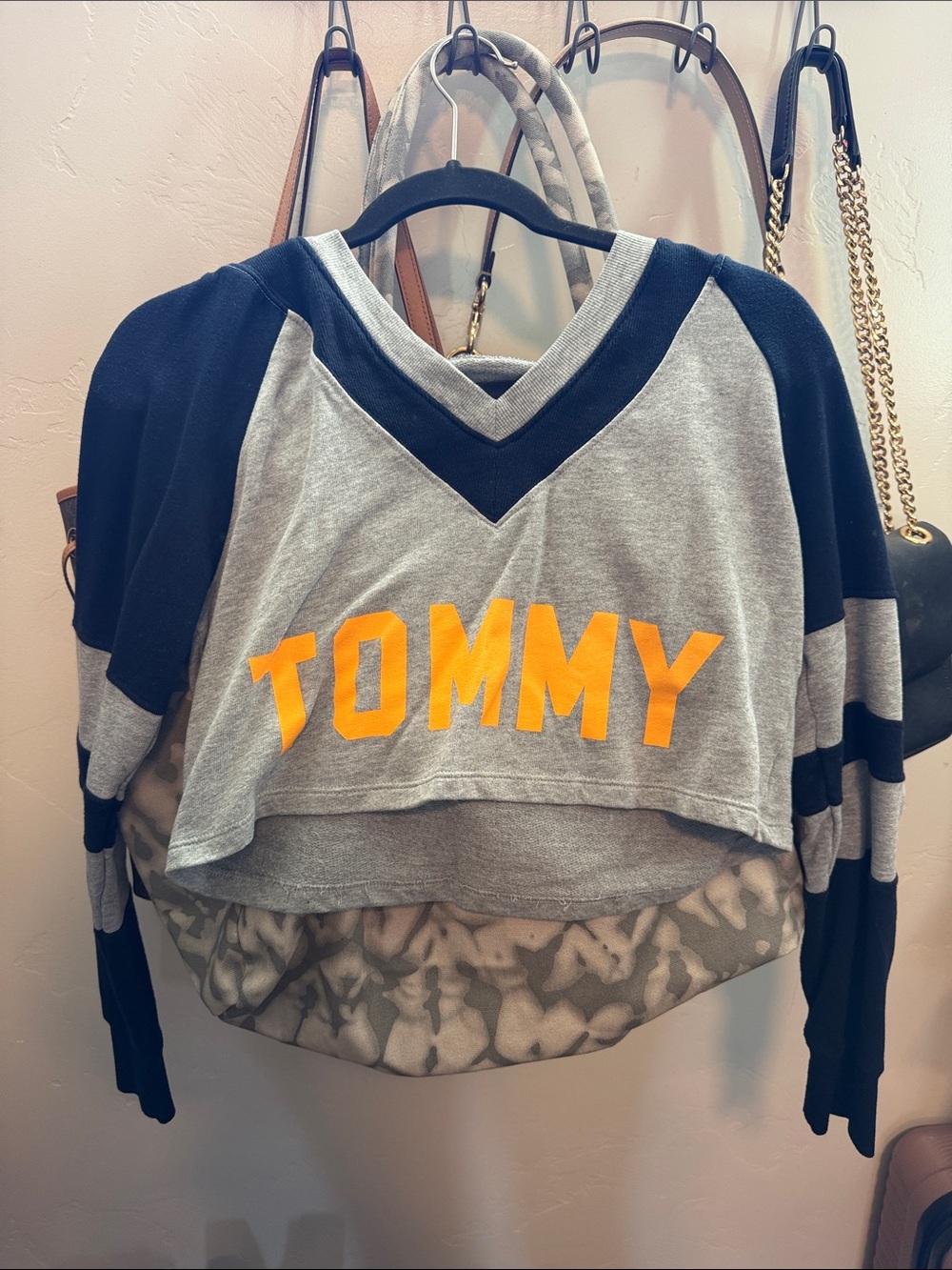 Tommy Hilfiger Cropped V-Neck Sweatshirt Top